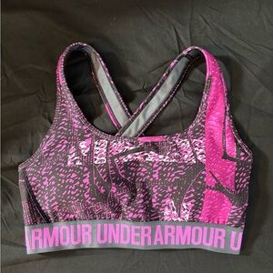 Under Armour Women's Vibrant Pink and Gray Sports Bra